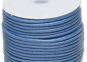 100 Meters(109 Yards) Spool Medium Blue Waxed Cotton 2mm Beading Cord - Picture 1 of 2