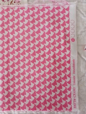 Tela de algodón unicornio 1/2 yarda pata de gallo rosa y blanco 18"×42" lavada y prensada Foto 1 de 4