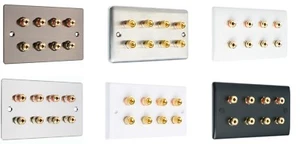 Audio Speaker 4.0 AV Wall Face Plate 8 Terminal Binding Posts for Banana Plugs - Picture 1 of 18