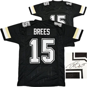 PURDUE BOILERMAKERS DREW BREES AUTOGRAPHED BLACK JERSEY BECKETT WITNESS 220386 - Picture 1 of 7
