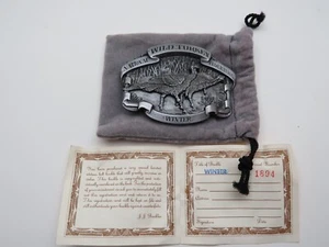 National Wild Turkey Federation Pewter Belt Buckle Winter 1987 RARE Cert.no1984 - Picture 1 of 6