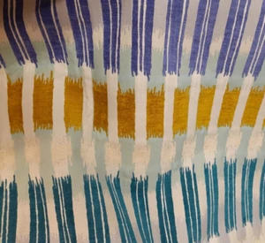 Curtain Fabric Textured Heavy Duty Teal Mustard Blue 142cm Wide Charity Sale - Picture 1 of 8
