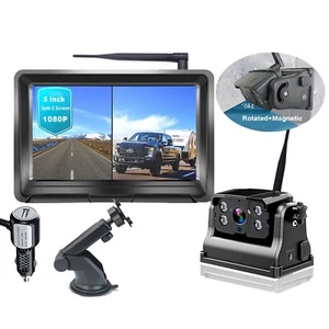 Wireless 5" Monitor Battery Backup Camera Magnetic Base For Trailer Horse Float - Picture 1 of 14
