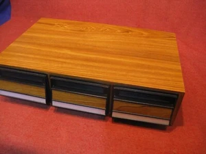 Audio Cassette Tape Storage Case 36 Capacity 3 Drawer Wood Grain Vintage 5 - Picture 1 of 10