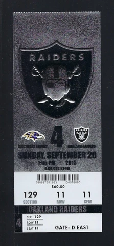 AMARI COOPER FIRST TD - 2015 NFL RAVENS @ RAIDERS FOOTBALL FULL UNUSED TICKET Cover