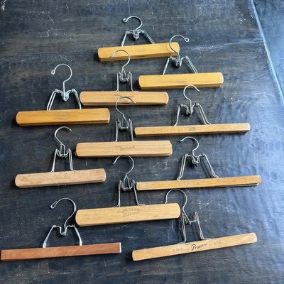 Setwell NevcoHangers wooden pants skirts trousers clamps lot of 11 1930s Vintage - Image 1 of 4