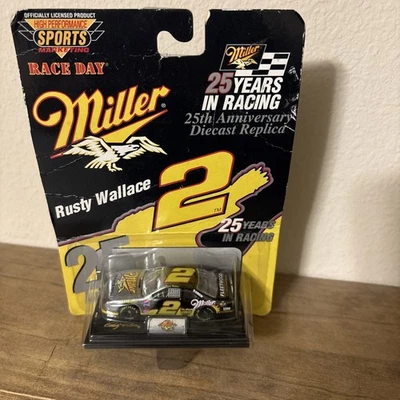 Carro de cerveja NASCAR DieCast #2 Rusty Wallace Miller esportivo de alto desempenho em escala 1/64 - Imagem 1 de 2
