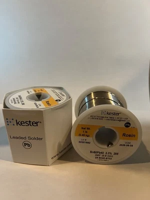 Kester 24-6040-9720 припой провод 60/40 SnPb RMA 285 флюс 0,040 дюйма катушка 1 фунт, США - Изображение 1 из 3