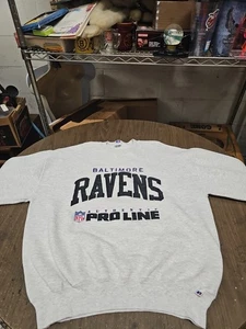 Vintage Russell Label BALTIMORE RAVENS Authentic Pro Line XL Sweatshirt Spellout - Picture 1 of 9