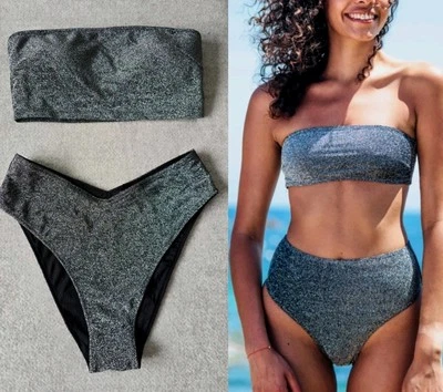 Victoria's Secret 2 piezas Brillo Cintura Alta Descarado Bikini Parte Inferior y Bandeau Top! S Foto 1 de 4