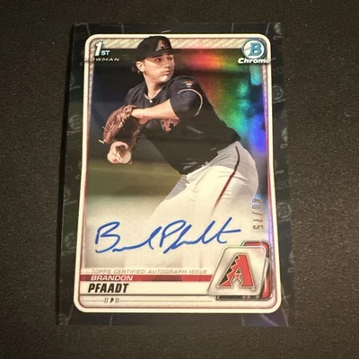 2020 BOWMAN CHROME DRAFT REFRACTOR BRANDON PFAADT RC AUTO Black /75 - Image 1 of 2