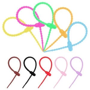 10 Pcs Cravate En Silicone Cords De Gestion Des Cordons Attaches Réutilisables - Afbeelding 1 van 12