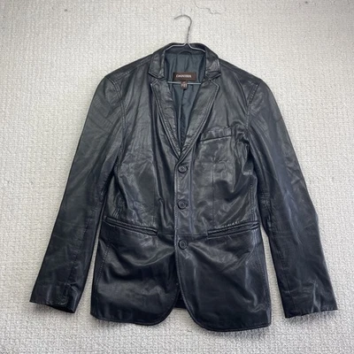 Y2K Danier Black Leather Blazer Sports Coat Jacket Men Sz S Matrix / Sopranos - Imagem 1 de 4