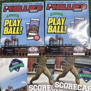 PHILADELPHIA PHILLIES 2004 FIRST GAME CITIZENS BANK PARK PROGRAMS W/ Scorecards - Picture 1 of 4