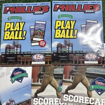 PHILADELPHIA PHILLIES 2004 FIRST GAME CITIZENS BANK PARK PROGRAMS W/ Scorecards - Image 1 of 4