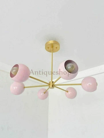 Sputnik Chandelier - Coloured Chandelier Lighting - 6 Hanging light Coloured Cover