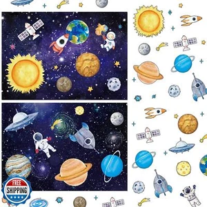 Tenare 48 Fogli Adesivi Spaziali per Bambini Sistema Solare Astronauta Mix and Match - Foto 1 di 5