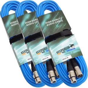 keepdrum 3x 15m DMX Kabel Blau 3-pol XLR 100-Ohm - Bild 1 von 5