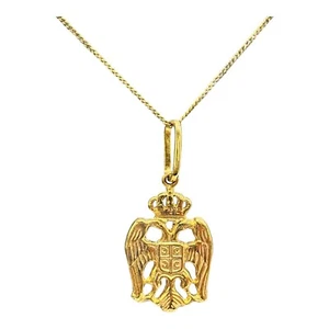 9ct 9k Yellow Gold Serbian Kruna Two Headed Eagle Pendant 4.40 Grams. Brand New - Picture 1 of 7