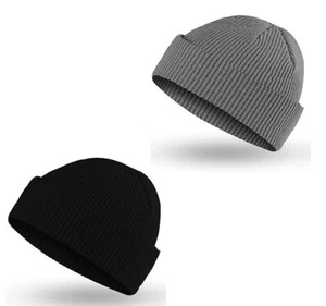 2 Pieces Winter Beanie Hat Knitted Cuffed Knit Hat Cozy Watch Hat Cold Weathe... - Picture 1 of 6