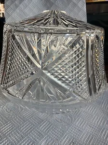 Vintage Glass Lamp Shade Crystal Cut Appearance Heavy In Good Condition - Picture 1 of 24