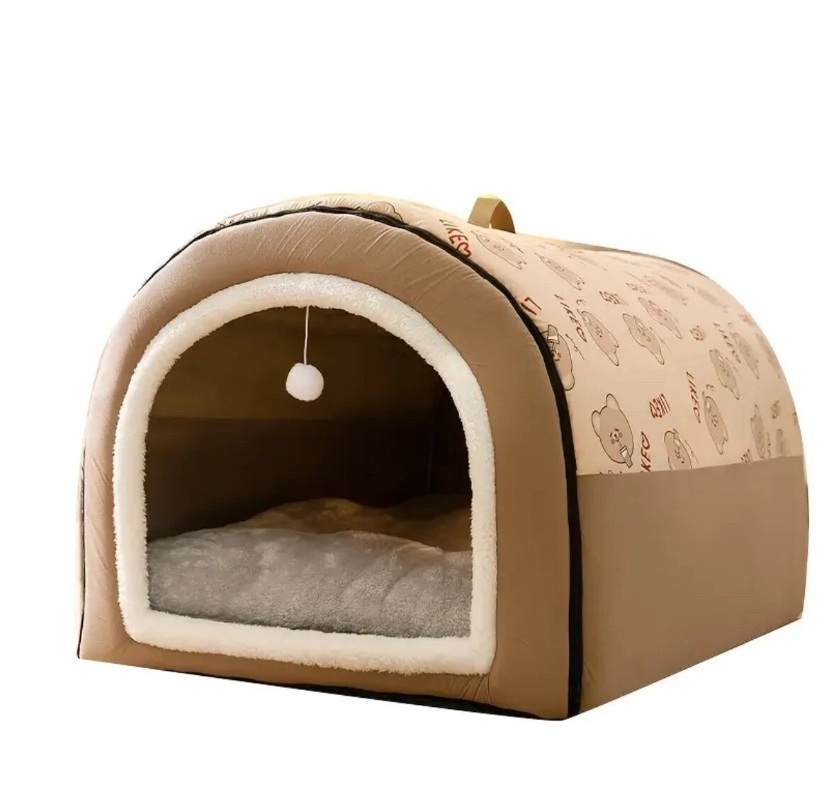 Katzenbett Mit Höhle – Beruhigendes Haustierbett 66x66 Cm, Waschbar, Kuschelig Weich (Blau)