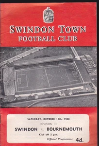 Windon Town V Bournemouth 1960/61 15-10-1960 División 3 - Imagen 1 de 1