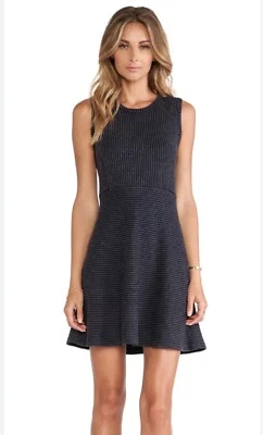 Theory Randria Evian Pinstripe Wool Blend Knit Dress Dark Gray Size SP_NWT - Image 1 of 4