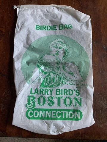 Rare Vintage LARRY BIRD Boston Connection Large Plastic Bag CELTICS Indiana Shop Cover