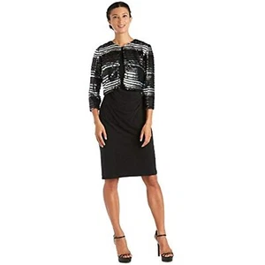 MSRP $69 R&M RICHARDS Women's Striped Power Mesh Shrug Size LARGE - Picture 1 of 1