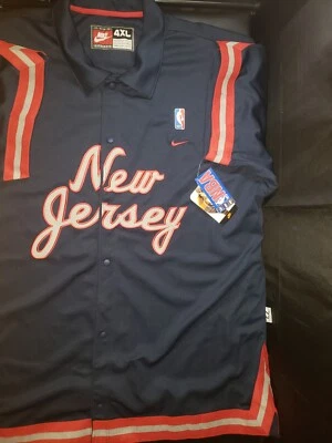 Y2k  Nike NBA NEW JERSEY NETS Throwback Warm Up 1977 Button Jacket Jersey 4XL - Image 1 of 4