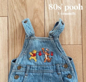Disney Winnie the Pooh Tigger Embroidered Denim Overalls Vintage 80's 3-6 ES1 - Picture 1 of 6