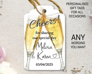 Personalised Wedding Birthday Favour Champagne Thank you Gift tags Labels tag 09 - Picture 1 of 3
