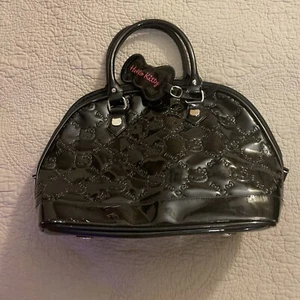 Hello Kitty Loungefly Sanrio Black Patent Bowler Bag Dome Tote Satchel Handbag - Picture 1 of 19