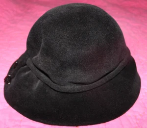 Genuine Imported Velour Black Hat Pre-Teen Girls Brim Cord Tie Bead Tassels - Picture 1 of 7