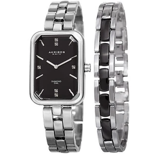 Women's Akribos XXIV AK995SSB Diamond Dial Extra Matching Bracelet Watch Set - Picture 1 of 4