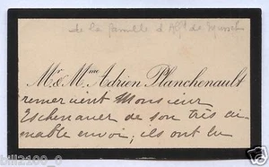 lettre autographe carte de visite.Adrien Planchenault.famille d'Alfred de Musset - Picture 1 of 2