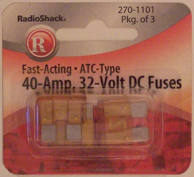 Fusibles de hoja automotriz RadioShack de acción rápida 40A 32V ATC de 40 amperios 32 voltios 3/PK Foto 1 de 1