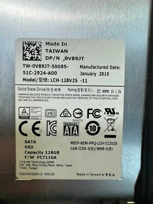 DELL V89JT LCH-128V2S-11 128GB 6Gb/s SATA 2.5" SSD Solid State Drive with Tray - Image 1 of 4