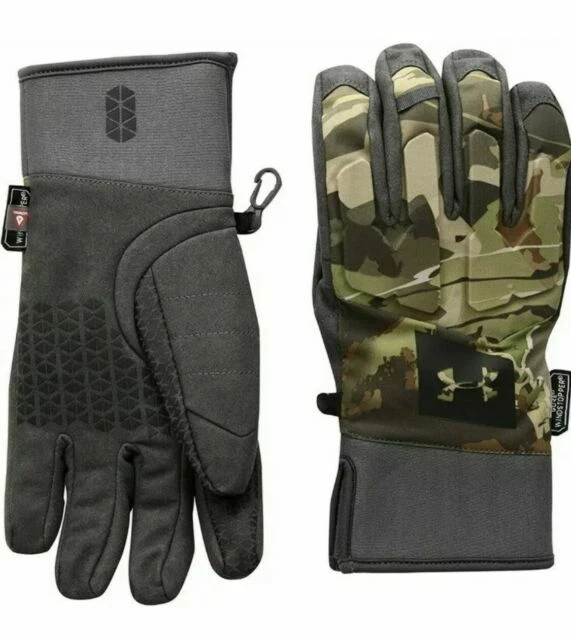 Under Armour Men's Mid Season Hunt Gloves - L Size, Forest Camo/Charcoal/Black (1318575-940)