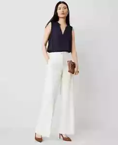 NUEVO $129 ANN TAYLOR The Perfect Pantalón Pierna Ancha Talla 8 Petite Invierno Blanco - Imagen 1 de 4