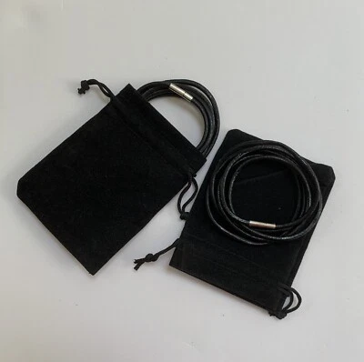 Leather Cord Necklace And Wrap Bracelet Black 36 Inches 3mm Bayonet Clasp Set - Image 1 of 2