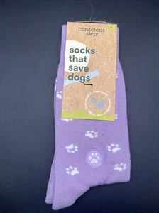 CONSCIOUS STEP Socks that Save Dogs Purple Unisex Sz Med Men 8-13 Women 9-14 NEW - Picture 1 of 4