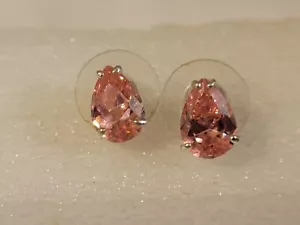 Pink Teardrop Stud Earrings - Picture 1 of 5