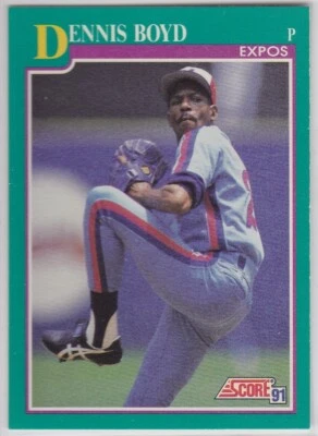 M) 1991 Score Baseball Trading Card - Dennis Boyd #202 - Image 1 of 2