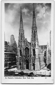 Catedral de San Patricio, Nueva York - Foto postal real vintage RPPC - Imagen 1 de 2