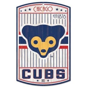 CHICAGO CUBS MLB COOPERSTOWN EST. 1876 GAME ROOM FAN CAVE  11"x17"WOOD SIGN NEW