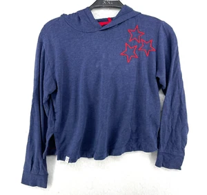 Vineyard Vines Cropped Hoodie Sweatshirt Girl's Sz S 7-8 Red Blue Stars Pullover - Picture 1 of 11