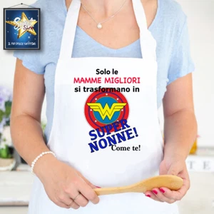 grembiule PERSONALIZZATO cucina NONNA WONDER WOMAN REGALO NATALE FESTA DEI NONNI - Foto 1 di 2