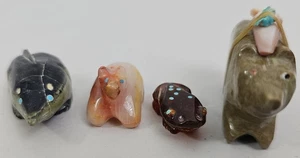 Lote de 4 ~ Fetiche Zuni ~ Gato ~ Oso hormiguero ~ Oso ~ Rana - Imagen 1 de 13